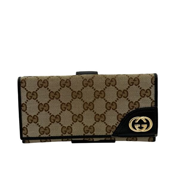 Gucci‎ Monogram New Britt Continental Snap Wallet Dark Brown*EUC! SNAG this!!! - Picture 1 of 16